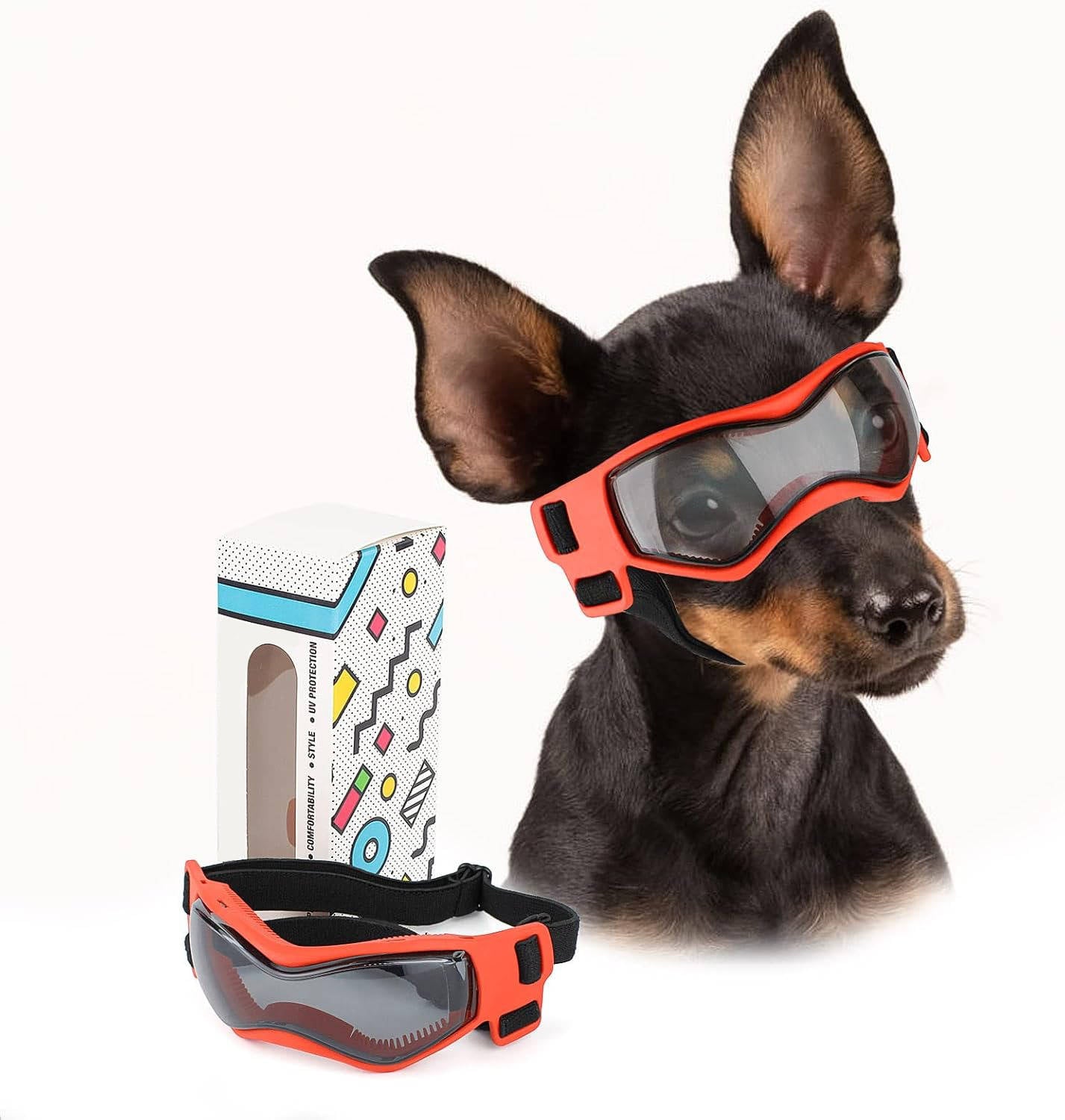 Felineau Lunettes de Protection pour Chien — Anti-UV Anti-Vent Réglables