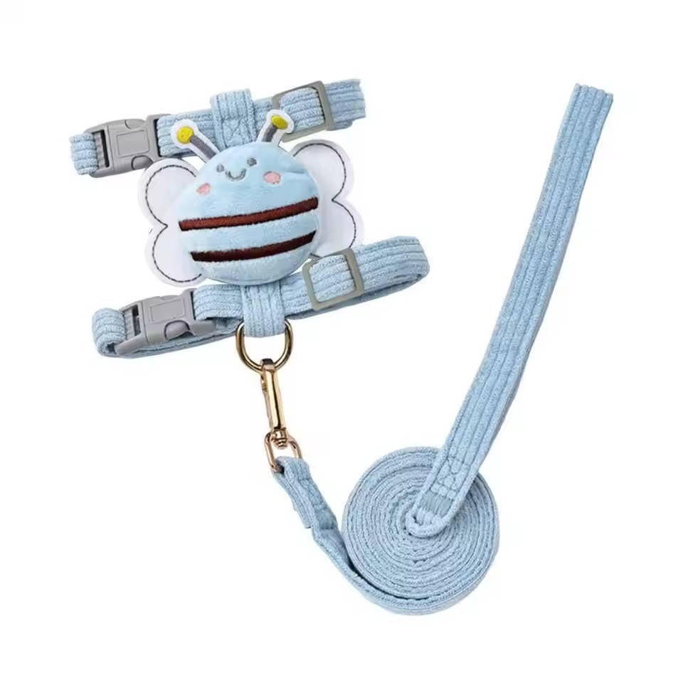 Harnais et Laisse pour Chat – Kit Promenade Anti-Évasion Réglable avec Motif Abeille