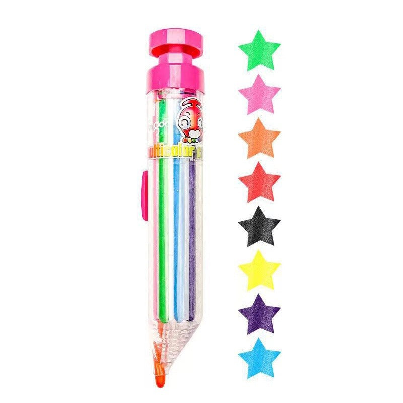 Crayon multicolore 8 en 1 à mécanisme à clic