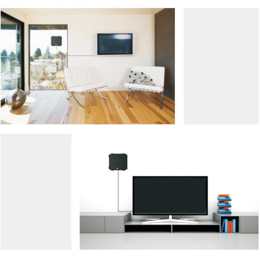 Antenne TV intérieure plate avec câble coaxial