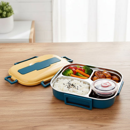 Boîte repas en acier inoxydable à compartiments avec bol