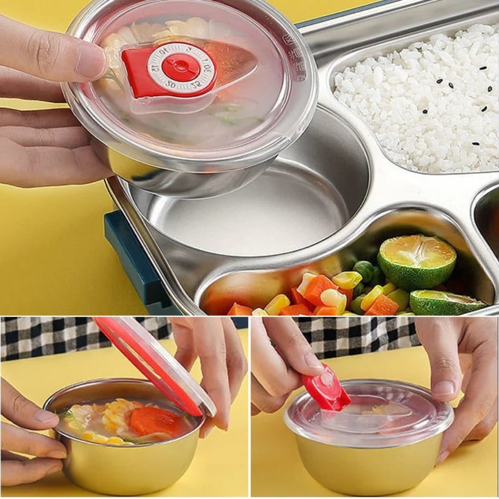 Boîte repas en acier inoxydable à compartiments avec bol