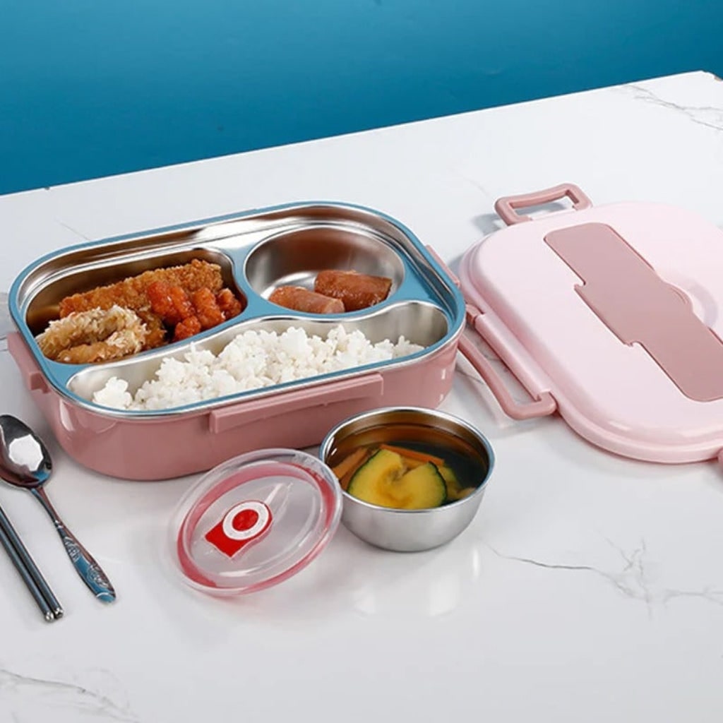 Boîte repas en acier inoxydable à compartiments avec bol