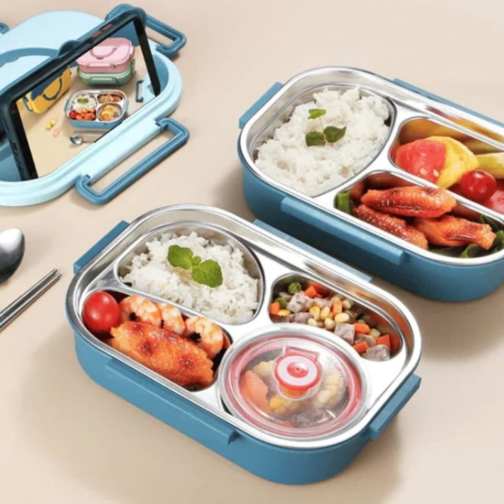 Boîte repas en acier inoxydable à compartiments avec bol