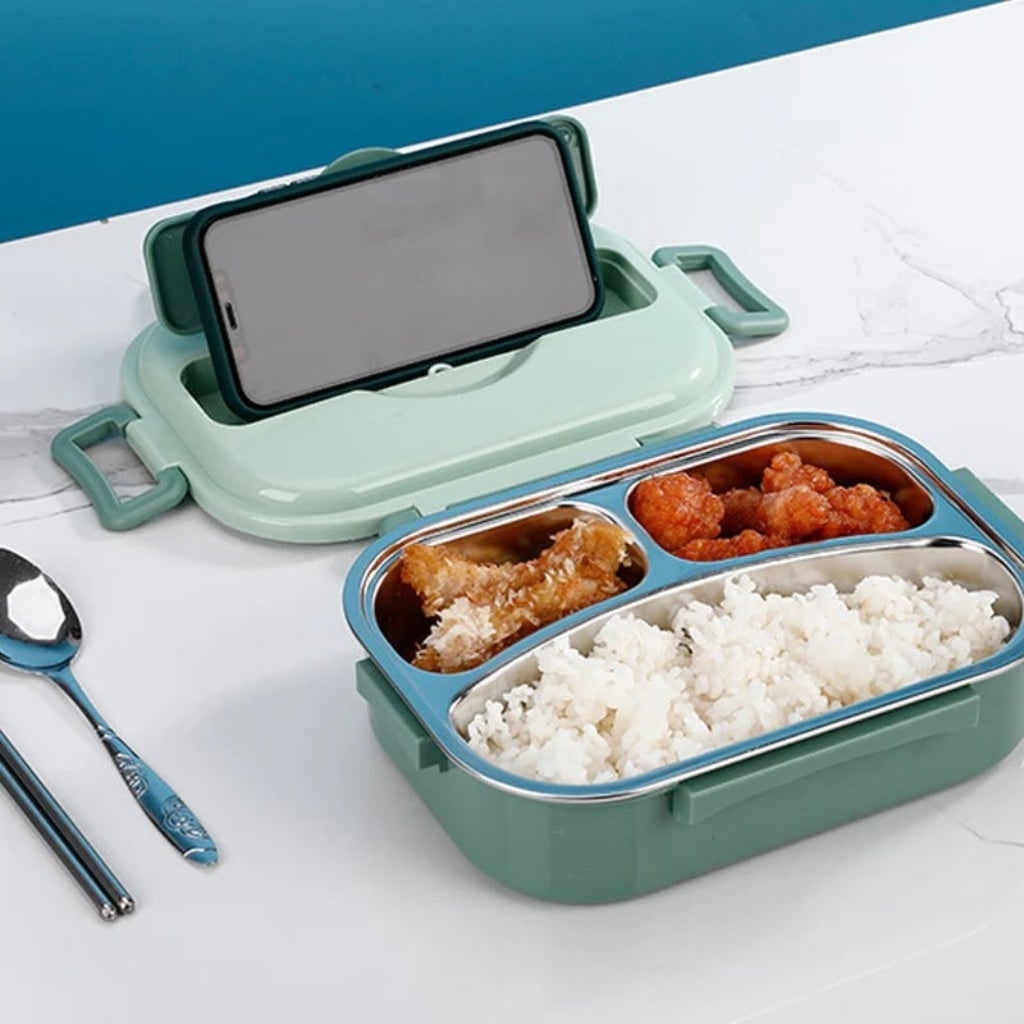 Boîte repas en acier inoxydable à compartiments avec bol