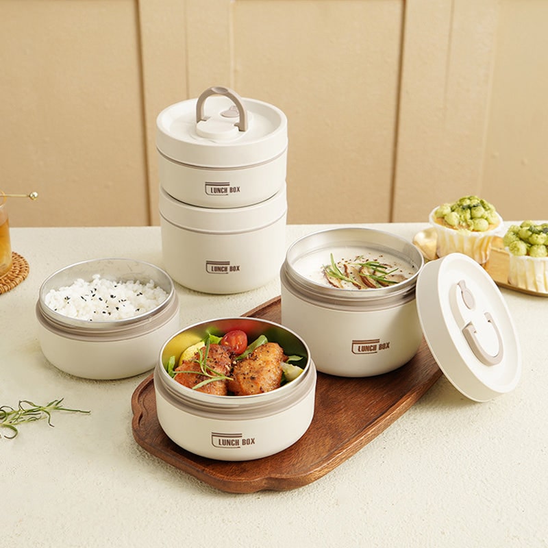 Boîtes repas empilables en acier inoxydable avec sac isotherme
