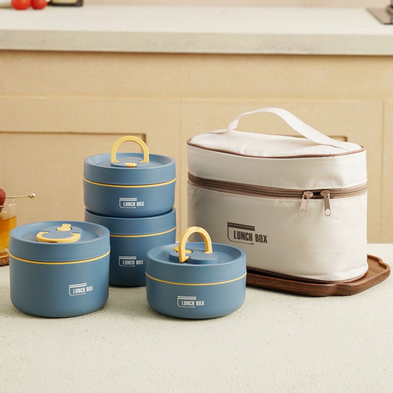 Boîtes repas empilables en acier inoxydable avec sac isotherme