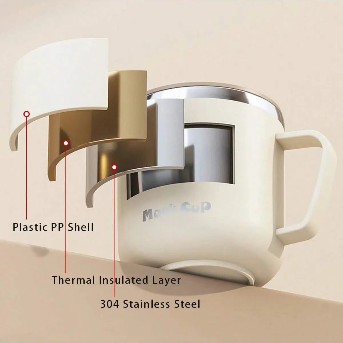 Mug isotherme à anse et couvercle, 400 ml