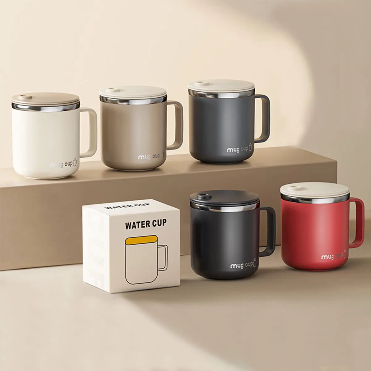 Mug isotherme à anse et couvercle, 400 ml