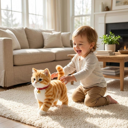 Chaton jouet électronique en peluche avec marche et miaulements