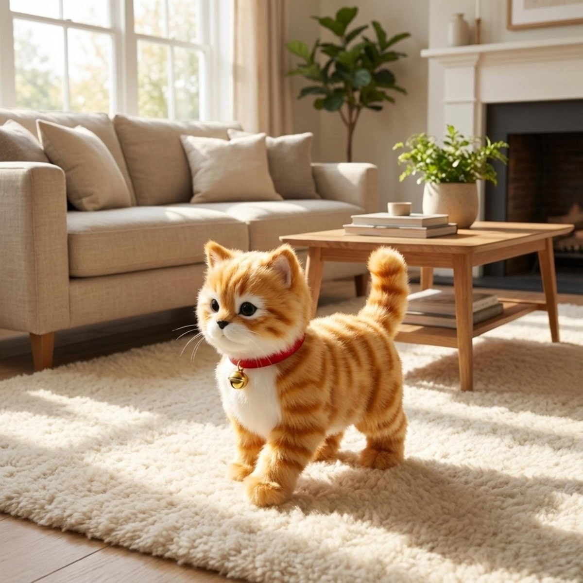 Chaton jouet électronique en peluche avec marche et miaulements