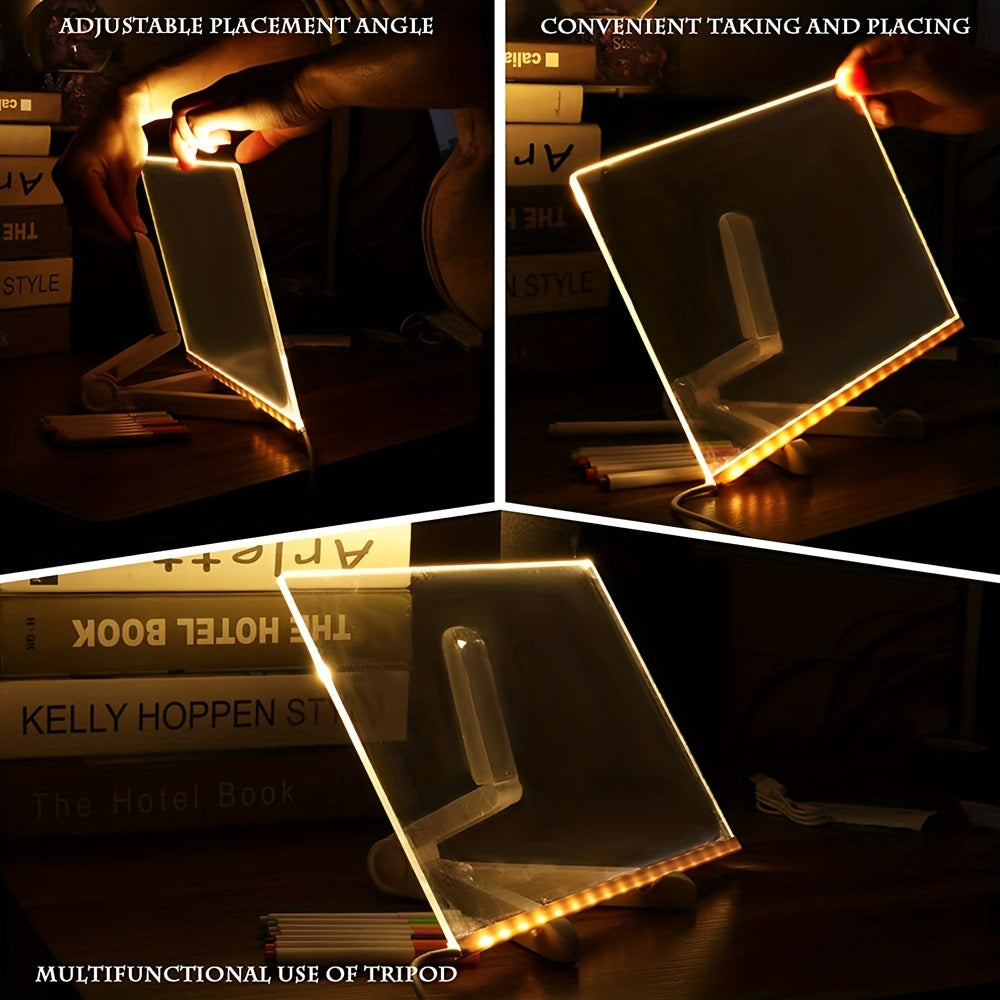 Tableau lumineux LED en acrylique effaçable avec alimentation USB