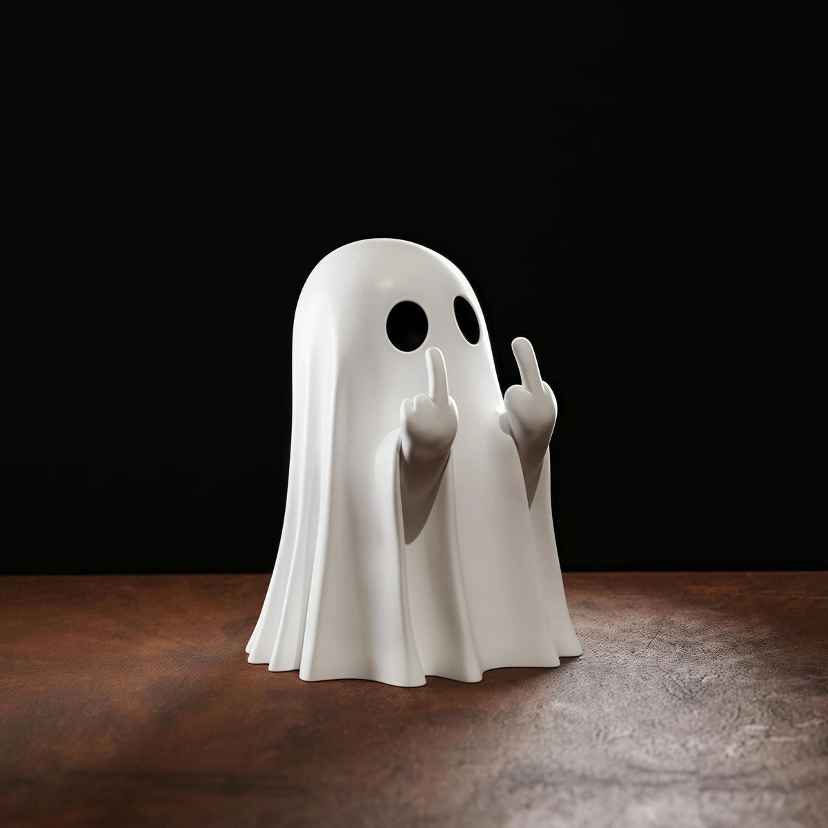 Figurine de fantôme assis en polyrésine, blanc ou noir