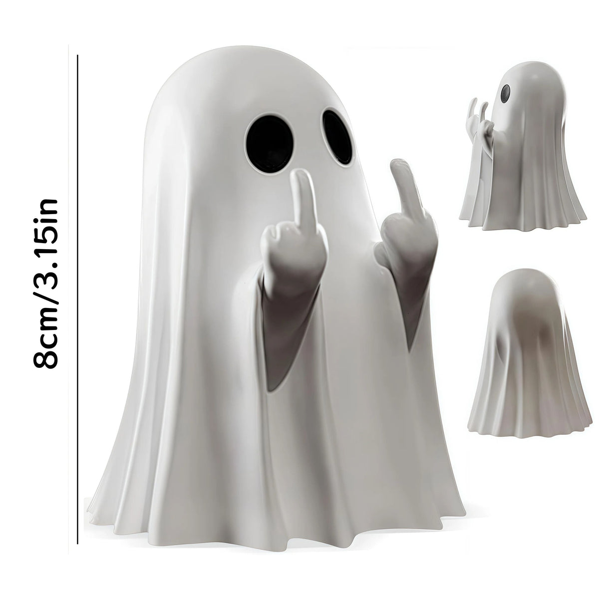 Figurine de fantôme assis en polyrésine, blanc ou noir