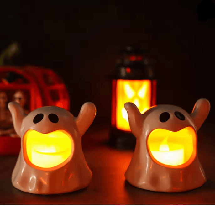 Lumière LED fantôme à effet de bougie, alimentation sur piles
