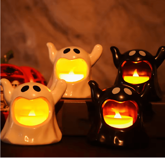 Lumière LED fantôme à effet de bougie, alimentation sur piles