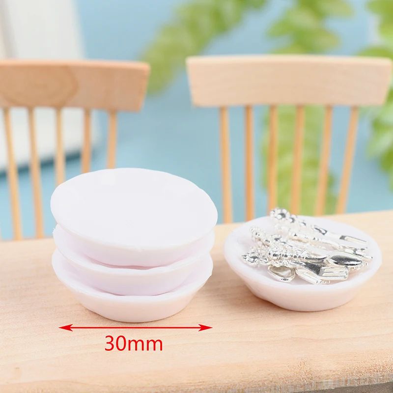 Vaisselle miniature 1:12 avec assiette et couverts, 4 pièces