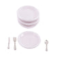 Vaisselle miniature 1:12 avec assiette et couverts, 4 pièces