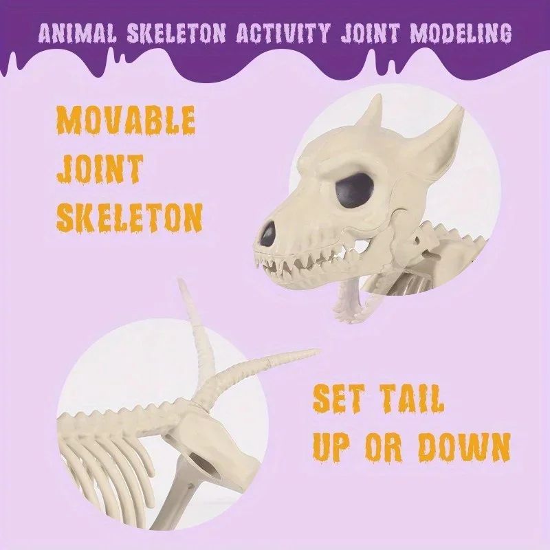 Squelette de loup décoratif en plastique et résine pour Halloween
