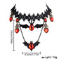 Collier chauve-souris avec cœur rouge et chaîne réglable