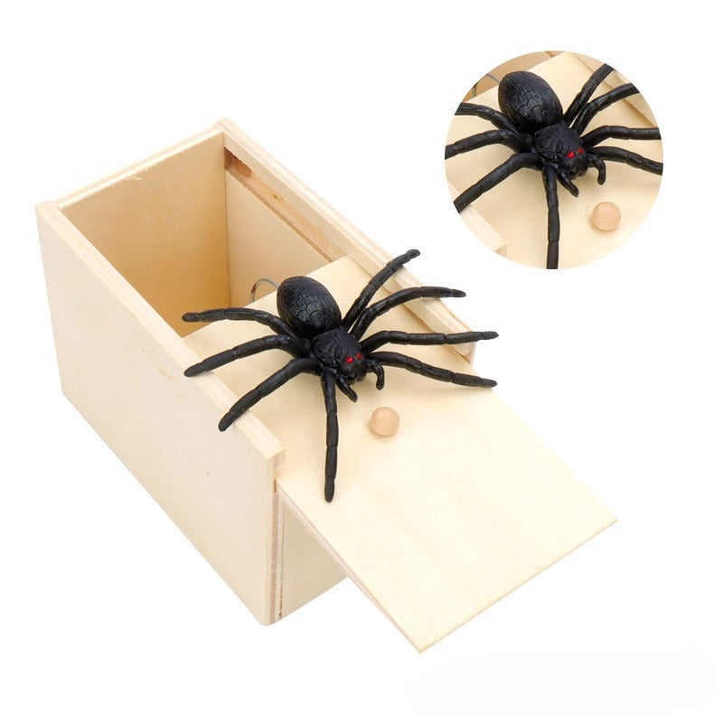 Boîte à farce en bois avec araignée à ressort