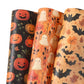 Papier cadeau Halloween à motifs fantômes et citrouilles, 4 feuilles