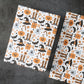 Papier cadeau Halloween à motifs fantômes et citrouilles, 4 feuilles