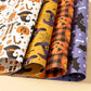 Papier cadeau Halloween à motifs fantômes et citrouilles, 4 feuilles