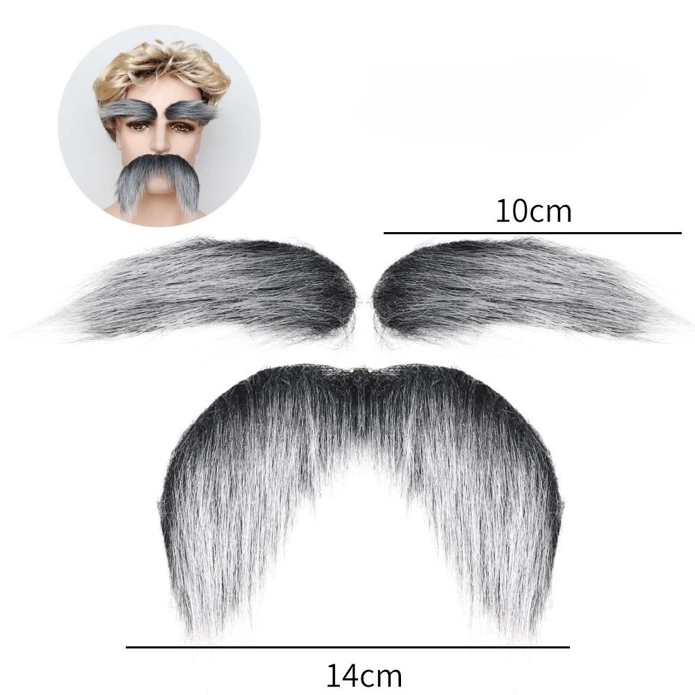 Fausse barbe autocollante avec sourcils assortis pour déguisement