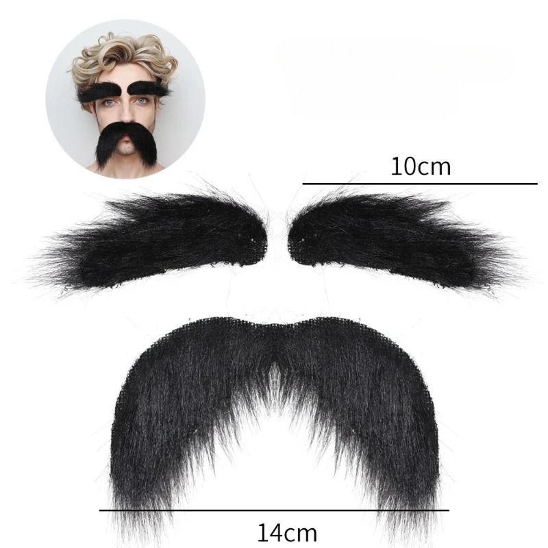 Fausse barbe autocollante avec sourcils assortis pour déguisement