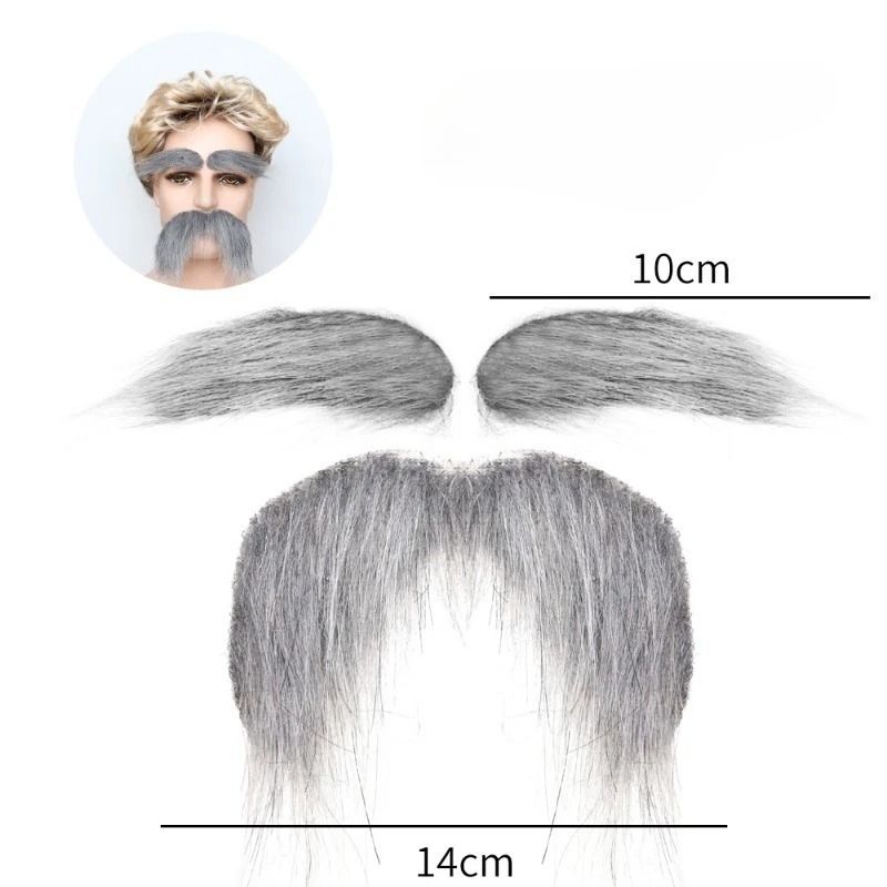 Fausse barbe autocollante avec sourcils assortis pour déguisement