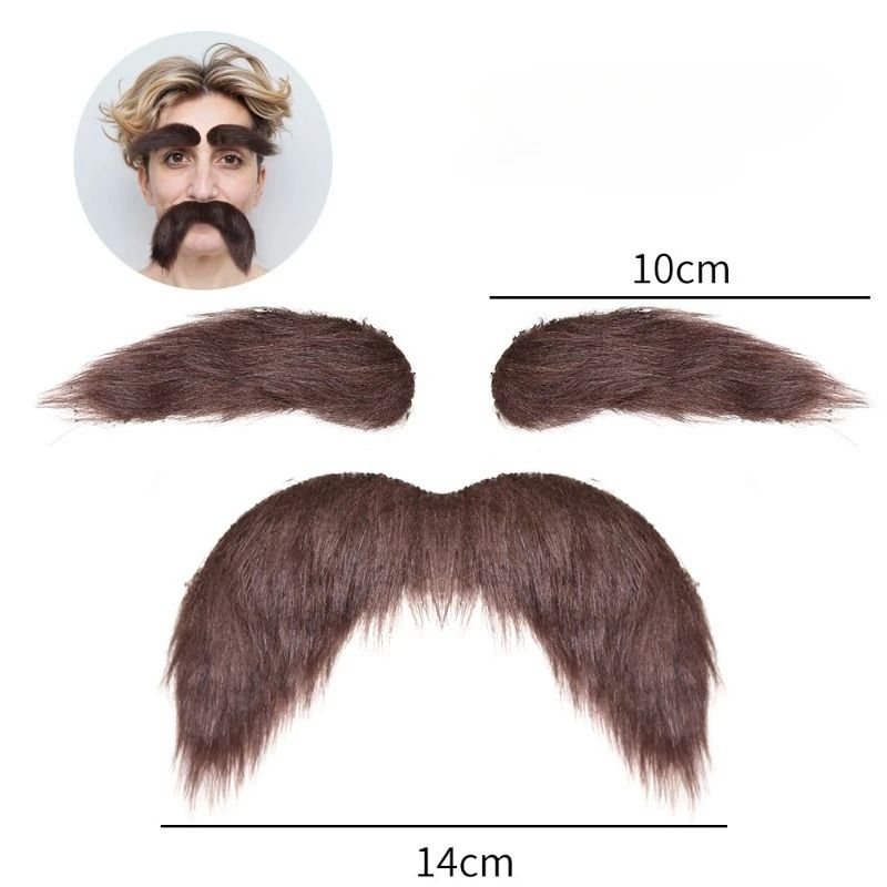 Fausse barbe autocollante avec sourcils assortis pour déguisement