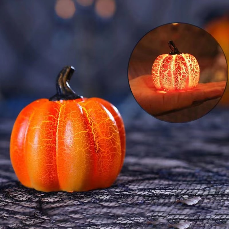Mini citrouille LED à piles pour décoration d'Halloween