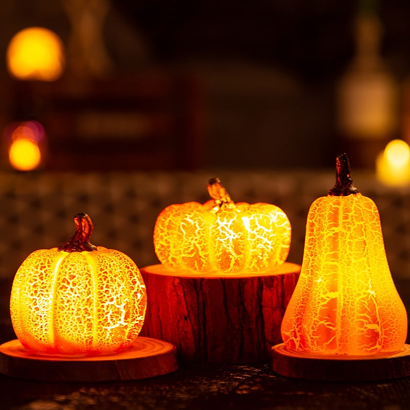 Mini citrouille LED à piles pour décoration d'Halloween