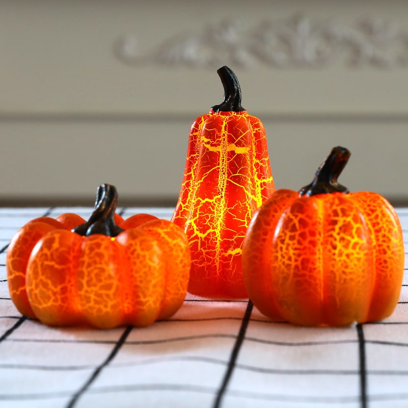 Mini citrouille LED à piles pour décoration d'Halloween