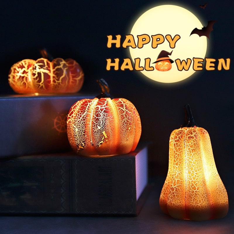 Mini citrouille LED à piles pour décoration d'Halloween