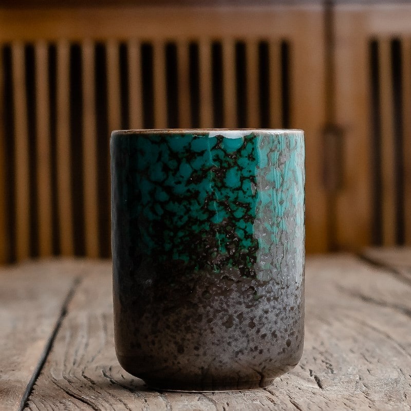 Tasse à thé en céramique à glaçure craquelée sans anse