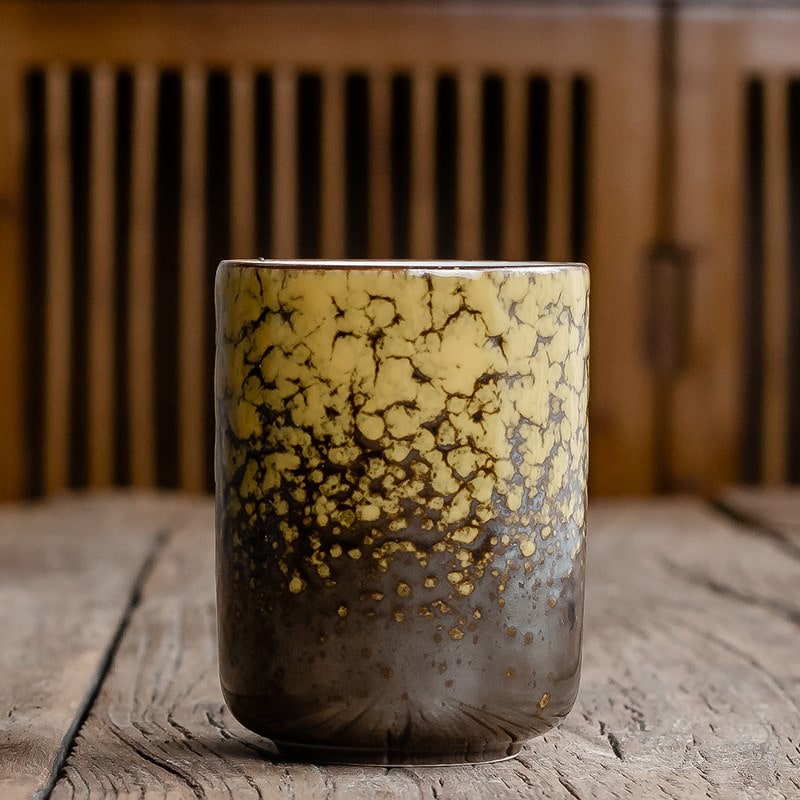 Tasse à thé en céramique à glaçure craquelée sans anse