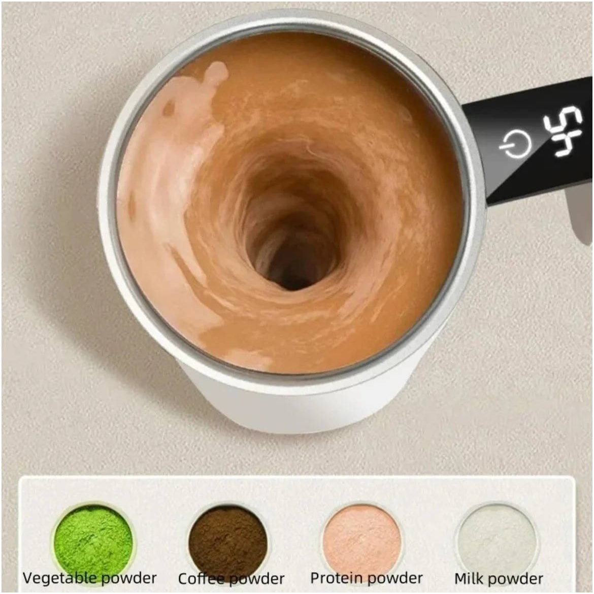 Mug mélangeur rechargeable avec affichage de température