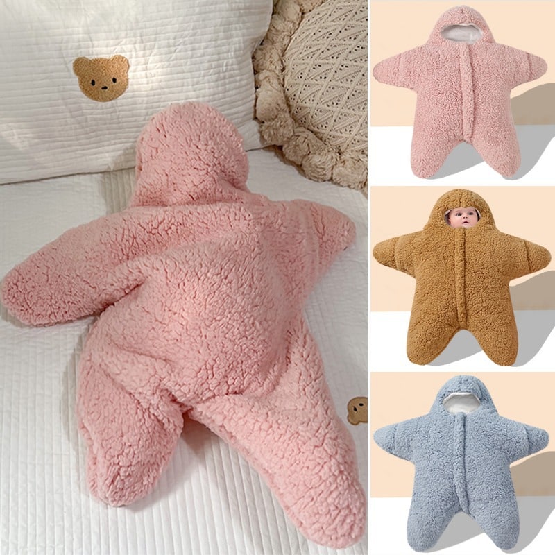 Couverture bébé en étoile à capuche et doublure coton