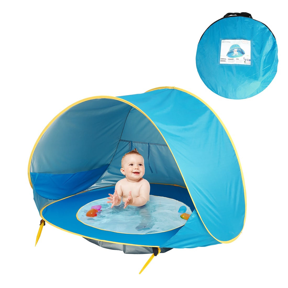 Tente de plage enfant dépliable avec poche de bassin