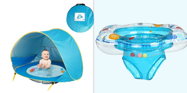 Tente de plage enfant dépliable avec poche de bassin