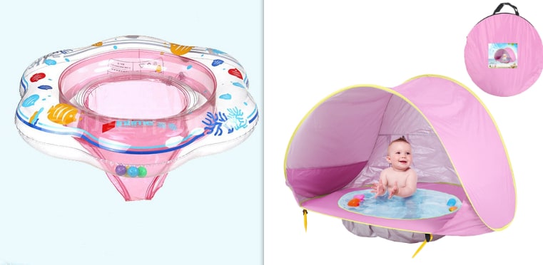 Tente de plage enfant dépliable avec poche de bassin