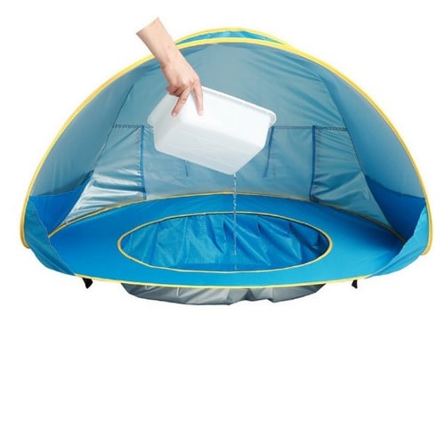 Tente de plage enfant dépliable avec poche de bassin