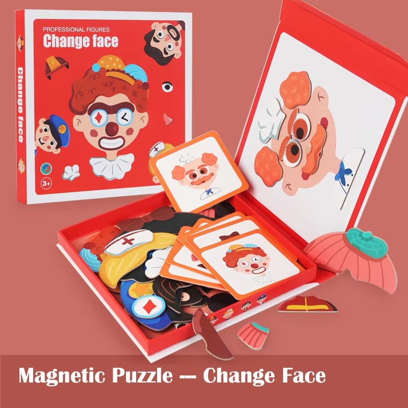 Livre magnétique de visages à composer avec cartes modèles