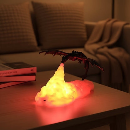 Lampe dragon imprimée en 3D avec éclairage LED orange