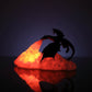 Lampe dragon imprimée en 3D avec éclairage LED orange
