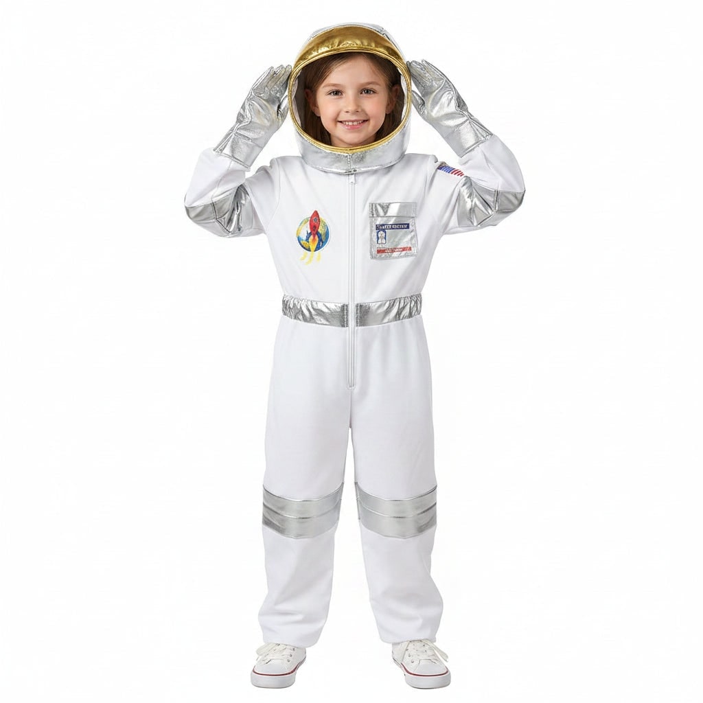 Déguisement enfant d'astronaute avec casque textile et gants