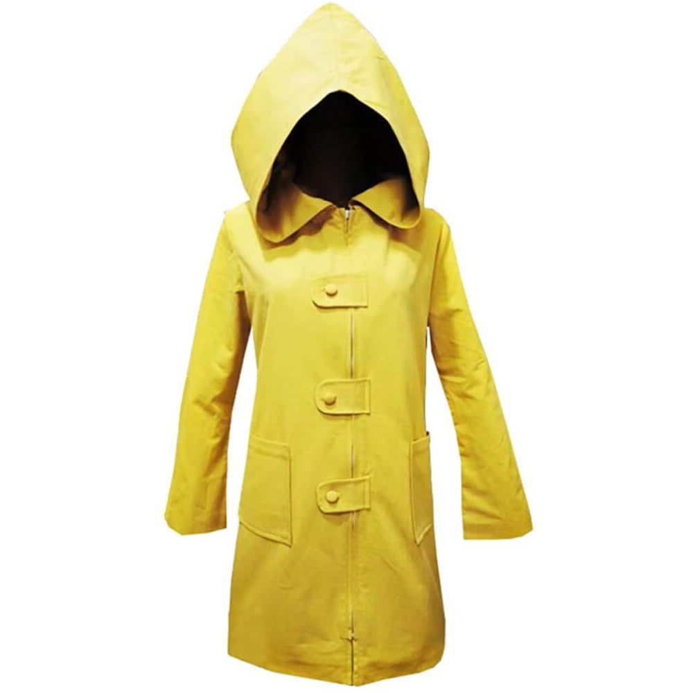 Veste de déguisement jaune à capuche et fermeture zippée