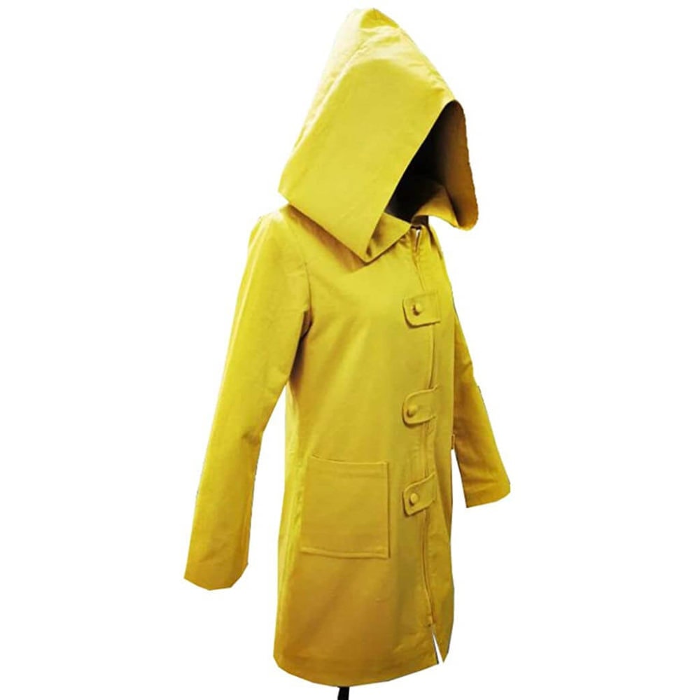 Veste de déguisement jaune à capuche et fermeture zippée